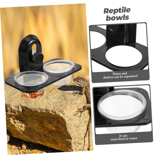 YARNOW Reptile Feeder Water and Food Bowl Container Durable Dual Compartment Basin for Lizards Turtles Geckos and Screw Type Design for Easy Feeding
