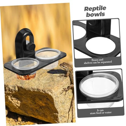 YARNOW Reptile Feeder Water and Food Bowl Container Durable Dual Compartment Basin for Lizards Turtles Geckos and Screw Type Design for Easy Feeding