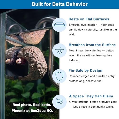3rd-Gen Magnetic Aquarium Cave, Realistic Magnetic Rocks Fish Tank Decor with Strong Magnet, Resin Pleco Hideout for Betta, Cichlid and Shrimp, Easy Viewing Shelter for Small Fish and Reptiles