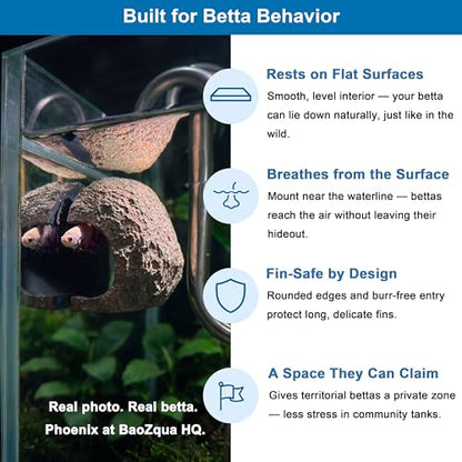 3rd-Gen Magnetic Aquarium Cave, Realistic Magnetic Rocks Fish Tank Decor with Strong Magnet, Resin Pleco Hideout for Betta, Cichlid and Shrimp, Easy Viewing Shelter for Small Fish and Reptiles