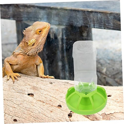 2sets Reptile Water Feeders Food Bowls Plastic Tortoise Drinking Tools Decorative Fence Design for Lizards Turtles and Other Pets