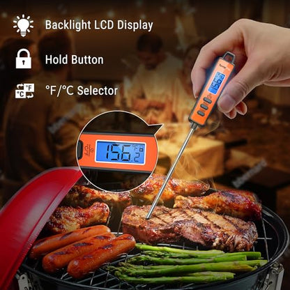 TempPro TP01A Digital Meat Thermometer for Cooking Candle Liquid Deep Frying Candy, Food Instant Read Thermometer with Super Long Probe, Backlit, Kitchen Gift for Dad Husband (Previously ThermoPro) - size: Digital