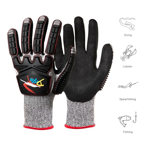D Vein Lobster Diving Gloves, Cut & Puncture Resistant for Spearfishing - size: Medium