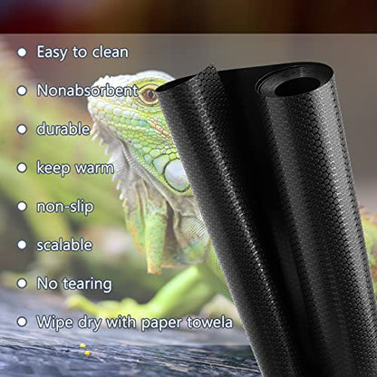 Vodolo Bearded Dragon Tank Accessories, Reptile Terrarium Carpet Substrate for Leopard Gecko, Lizard, Iguana, Snake, Tortoise, Non-Adhesive Reptile Habitat Bedding(Black 79inch) - size: 79inch