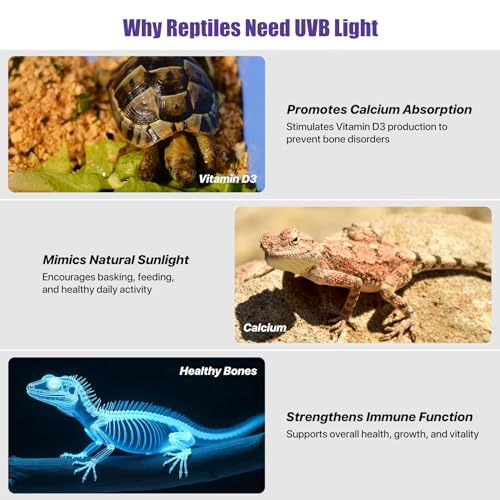 8.5" Aluminum UVB 10.0 LED Reptile Light Bar with Timer & Dimmer, Ultra-Slim Metal UVB/UVA Lamp for Terrariums – Even Light Output, Long Lifespan, Ideal for Bearded Dragons, Turtles & Lizards - size: 8.5 inches