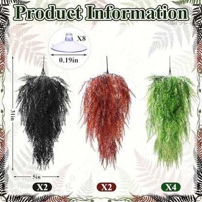 Suncalla 8 Pack Reptile Plants Terrarium Hanging Plant Vine Boston Climbing Terrarium Plant with Suction Cup for Bearded Dragons Lizard Crested Gecko Snake Crab Tank(Vivid Series,3 Colors) - style: Vivid Series