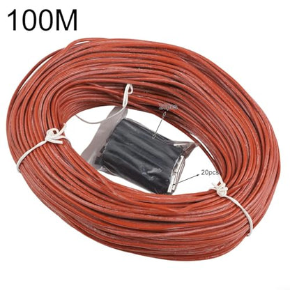 Carbon Fiber Heating Wire, Silicone Infrared Heating Cable, 12K 33 Ohm/M, Far Infrared 8-18UM, 200C Heat Resistant, Red Electric Floor Warmth(100 m) - size: 100 m