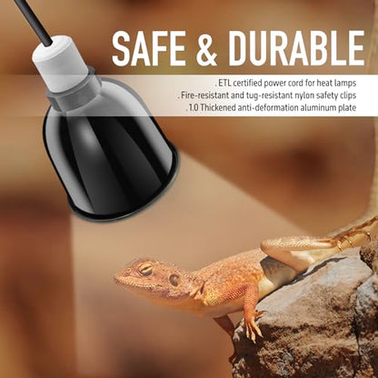MRREPTILE Reptile Light Fixture, 2-Pack 5.5'' Deep Dome, Reptile Heat Lamp Fixture, Light Dome Fixtures for Reptiles Terrarium Lights