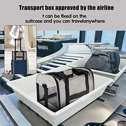 Cat Carrying Case - Pet Carrier Airline Approved, Protable and Breathable Pet Travel Carrier Removable Fleece Pad, Collapsible Cat Carrier Dog Carrier for Medium Cats Small Cats Dogs (Grey&Black M) - color: grey&black, size: 17.0"L x 11.0"W x 11.0"H