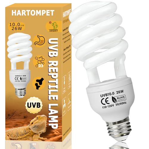 UVB 10.0 Reptile Light 26W, Compact Coil Desert Bulb for Bearded Dragons, Lizards, Snakes, Geckos, Amphibians, UVA UVB Lamp for Pet Terrarium & Reptile Habitat Tank - color: 1pcs Desert, size: UVB10.0 26W