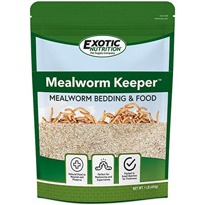 Exotic Nutrition Mealworm Keeper - Healthy Bedding & Feed for Breeding Live Feeder Mealworms… (1 lb) - size: 1 Pound (Pack of 1)
