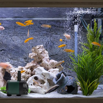 Submersible Water Pump Fountain Kit with 9 Nozzles, Small Quiet Fish Tank Pump for Outdoor Ponds and Hydroponic Systems, US Plug Ac110 Voltage Compatible