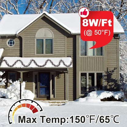 MAXKOSKO Gutter Heater for Roof Snow Melting, Self Regulating Heating Cable with 6 ft Lighted Plug, 120 V 8 w/ft, 85 ft Heating Cable