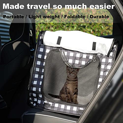 Pop up Large Cat Carrier, 30'' L Kennel Soft Crates with Portable Mini Cat Carrier,Travel Littler Box, Mattress,Food Bowl,4 Stakes and Carry Bag - color: 31.5‘’L B&W Carriers Set