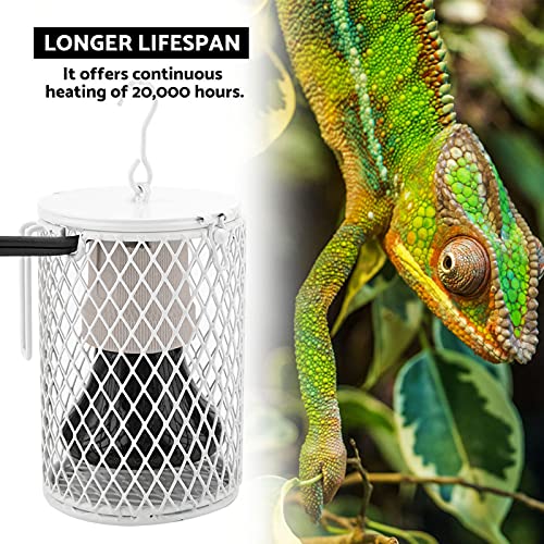 Ceramic Heat Lamp Bulb with Lampshade, 100W Infrared Emitter Heater Lamp Bulbs for Pet Brooder Coop Chicken Lizard Snake Aquarium, with Power Switch&Anti-Biting Hanging Hook