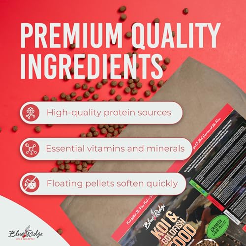 Blue Ridge Koi Fish Food 50lb - Koi Food Large 3/16" Growth Formula, Goldfish Food, Premium Fish Food for Ponds, Ponds Fish Food, Floating Pond Pellets - size: 50 Pound (Pack of 1)