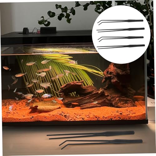 4pcs Precision Fish Tank Tweezers Stainless Steel Long Handle Tongs for Aquatic Plant Care Reptile Feeding