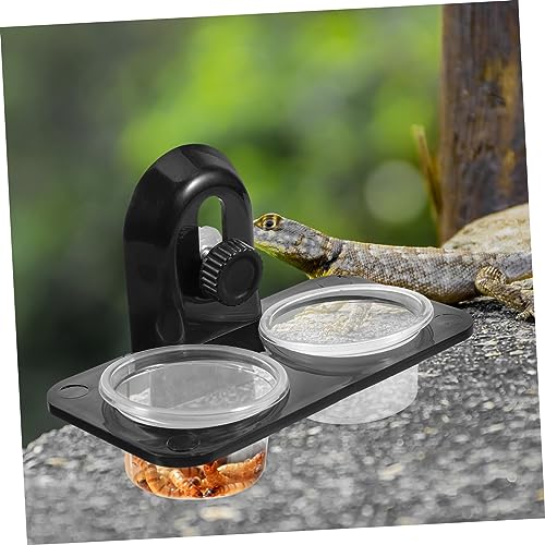 HEMOTON Reptile Feeder Water and Food Bowl Dual Compartment Container for Lizards Turtles Geckos Easy to Clean Suitable for Tanks Boxes
