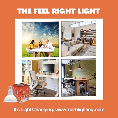 NorbSMILE PAR30 Full Spectrum Light Bulb | CA Energy Compliant Long Neck LED Bulb & 10W 800 Lumens | 5000K Daylight White, CRI 96+ & Dimmable | Supports Energy, Mood & Circadian Rhythm | US Patented - style: Smile 10W PAR30 (1 Pack)