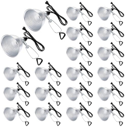 Macarrie 20 Pcs Adjustable Clamp Lamp Light with Aluminum Reflector Up to 150 Watt (No Bulb Included) E26 Socket SPT-2 18awg 6FT Cord(5.5 Inch) - size: 5.5 Inch