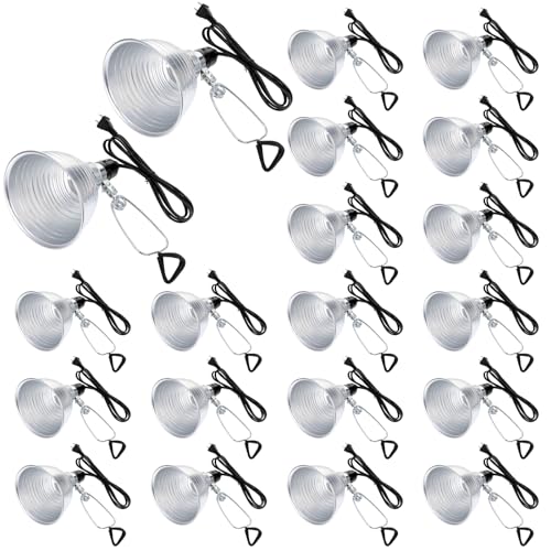 Macarrie 20 Pcs Adjustable Clamp Lamp Light with Aluminum Reflector Up to 150 Watt (No Bulb Included) E26 Socket SPT-2 18awg 6FT Cord(5.5 Inch) - size: 5.5 Inch