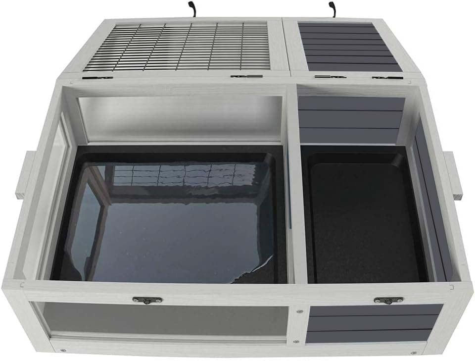 Outdoor Tortoise Enclosure, 39'' Tortoise Habitat with 2 Tray, Box Turtle Cage Indoor for Small Animals Lizards, Wood