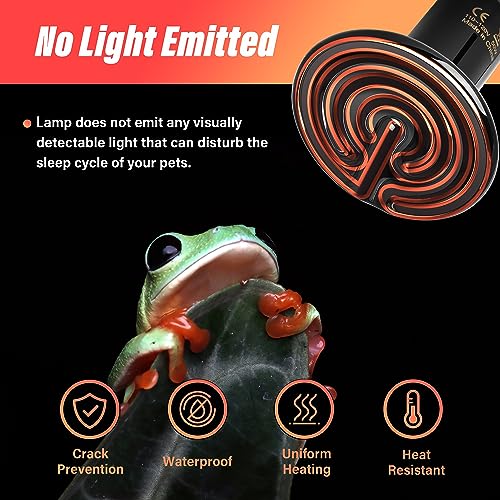 YSSOA 150W Ceramic Heat Emitter, Reptile Heat Bulbs, Ceramic Heat Lamp for Reptiles, Amphibian, Chicken, Dog, Cat, 1 Pack, Black - color: Black, size: 1 Pack, style: 150W