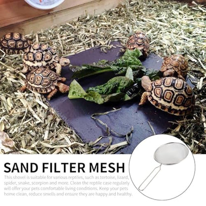 Toyvian Reptile Sand Scooper with Fine Mesh, Professional Litter Sifter for Bearded Dragons Geckos Lizards Heavy Duty Terrarium Substrate Cleaner for Sand Bedding