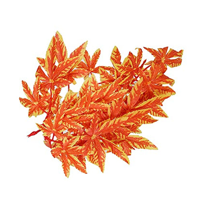 Artificial Reptile Plants, Artificial Plastic Plant, Lifelike Plastic Plant, Hanging Leaves, Decoration with Suction Cup for Reptiles, Terrarium, Aquarium (T-007 Orange)
