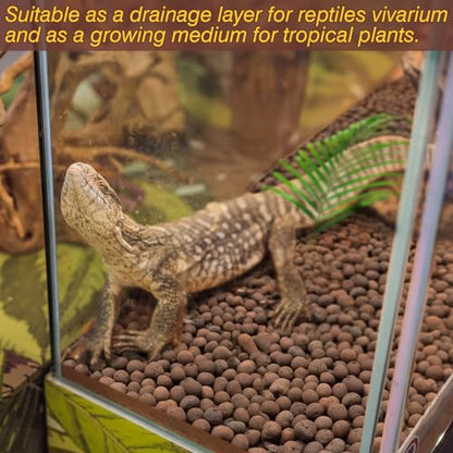 ZeeDix 2 LBS Reptile Substrate Leca Balls - 100% Organic Expanded Clay Pebbles, Ideal Bioactive Terrarium Clay Balls Substrate for Reptile Terrarium Tank, Bearded Dragon, Tortoise, Gecko, Snake & Frog - color: 2LBS