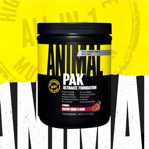 Animal Pak - Convenient All-in-One Vitamin & Supplement Powder, Cherry Bomb - Zinc, Vitamins C, B, D, Amino Acids, Immune Support, Digestive Enzymes - Daily Multivitamin for Women & Men - 60 Scoops - size: 30 Servings (Pack of 1), style: Cherry Bomb