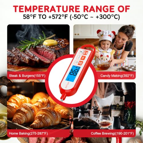 Digital Instant Read Meat Thermometer Kitchen Cooking Food Candy Thermometer for Oil Deep Fry BBQ Grill Smoker Thermometer by AikTryee - color: White-SR807