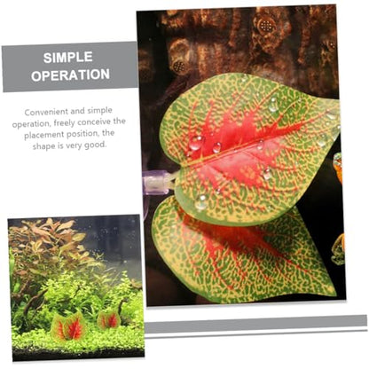 BESPORTBLE 4pcs Artificial Perilla Leaf Aquarium Decor with Suction Cups, Lifelike Plastic Plant Ornament for Fish Tank and Terrarium, Reptile Habitat Decoration