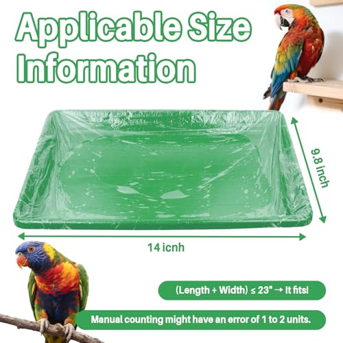 RAINFLOW Disposable Bird Cage Liner - 40PCS Elastic Plastic Small Animal Cage Liners Waterproof Easy to Clean Leakproof for Portable Birdcage Litter Box Liners for Parakeet Hedgehog Hamster (14x9.8in)