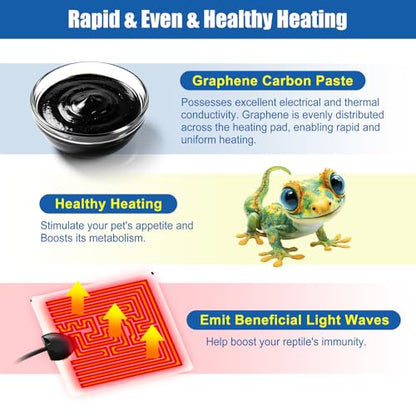 Reptile Heating Pad 6 x 5.5 Inch Reptile Heat Mat with Rapid and Even Heating Reptile Heat Pad Under Tank Terrarium Heat Mat for Reptile Turtle Snake Lizard 5 Watt - size: 6" X 5.5"(5W)