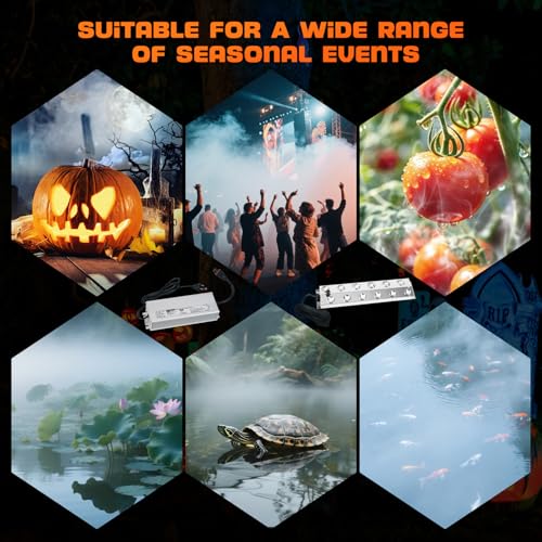Upgrade Mist Maker Fogger 12 Heads (9000ml/H),Ultrasonic Fogger Humidifier with Floats（No need to add water）,110V 400W Power Water Proof Ultrasonic Mister,for Halloween Atmosphere,Preserva - size: Upgrade Mist Maker Fogger 12 Heads