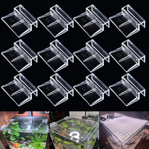 NestBasics 12pcs Transparent Aquarium Lid Clips,Rimless Fish Tank Glass Cover top Support,Aquarium Hood Holder, Aquarium top Clips,fit 8-10mm Thickness Glass(Transparent, 12pcs 8-10mm Clips) - size: 12pcs 8-10mm clips