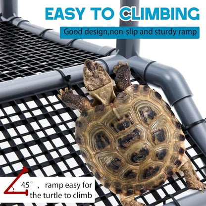 Chunful Adjustable X-Large Turtle Basking Platform, 19″ Wider Hanging Turtle Dock, DIY Ramp with PVC Pipes and Suction Cups Basking Area for Aquarium Tank 40/50/65/75/90 Gallon, Tank Accessories - style: Classic