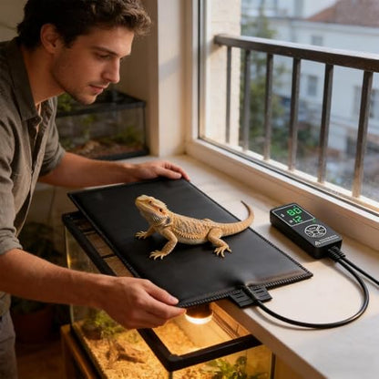 Reptile Heating Pad - PVC 20x45cm | Terrarium Under Tank Heater | for Hermit Crab Snake, Turtle Lizard, Frog Spider, and Other Reptiles Safe Environment All Cold-Blooded Companions. - color: US