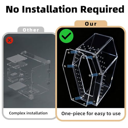 Jumping Spider Enclosure, No Installation Insect Terrarium with Magnetic Door & All-Side Ventilation, Bug Enclosure for Tarantula, Snail, Beetle and Small Reptiles