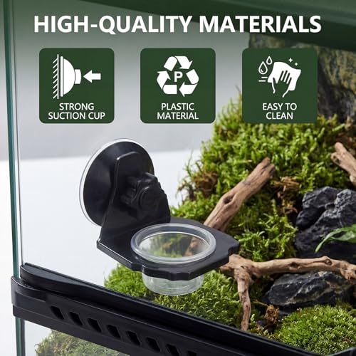 Suction Cup Gecko Feeding Ledge with 3 Bowls, Crested Gecko Food Dish Set, Arboreal Reptile Feeding Ledge for Crested Gecko, Day Gecko and Small Reptiles