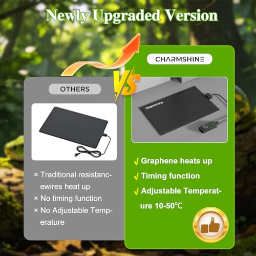 8 by 12-inch 16W Reptile Heating Pad Graphene with Temperature Control Reptile Tank Heat Pad Terrarium Under Tank Heater Mat for Snake Lizard Hermit Crab Reptiles Turtle Thermostat - size: 8"x12" 16W