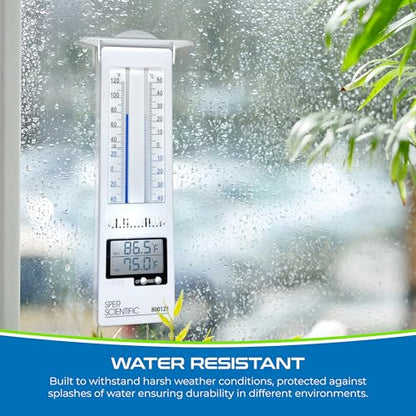 Sper Scientific Analog & Digital Min/Max Thermometer 800122 - Accurate Temperature Tracking, Weather-Resistant Design, Dual Display for Indoor & Outdoor Use, Ideal for Greenhouses, Labs & More - 4 pc - size: 4 Pack