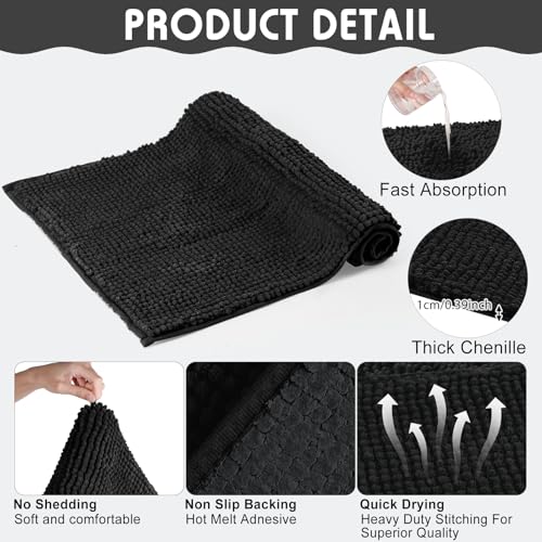 Amylove 4 Pcs Guinea Pig Cage Liner 16 x 24 Inch Washable Chenille Pee Pads Pet Dog Cat Bedding Training Mat Reusable for Small Animals Puppy Bunny Hamster Chinchilla - color: Black, size: 16 x 24 Inch, style: Low Pile Chenille