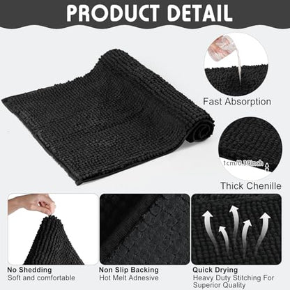 Amylove 4 Pcs Guinea Pig Cage Liner 16 x 24 Inch Washable Chenille Pee Pads Pet Dog Cat Bedding Training Mat Reusable for Small Animals Puppy Bunny Hamster Chinchilla - color: Black, size: 16 x 24 Inch, style: Low Pile Chenille