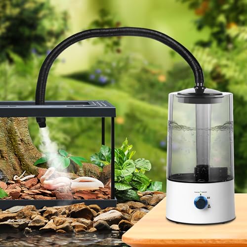 Reptile Humidifier Misters Fogger,Adjustable & Quiet Fogger/Mister for Chameleon, Automatic Terrarium Fogger for Beared Dragon Lizard Gecko Snake Tortoise