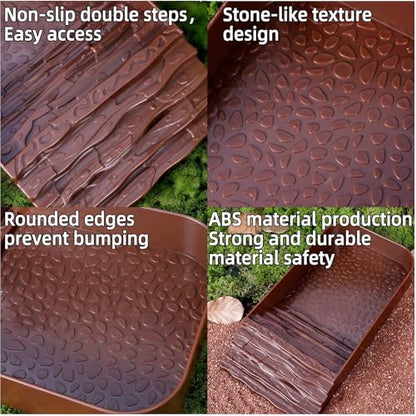 3 PCS Reptile Water Dish, Leaf Reptile Water Bowl, Amphibians Habitat Tortoise Food Bowl with Climbing Ramp for Turtle, Gecko, Snake, Bearded Dragon, Lizard - color: Brown