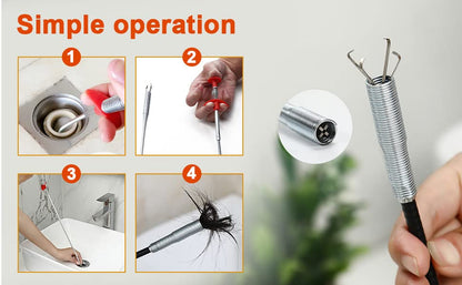 Hair Drain Clog Remover Tool,Hook Hair Catcher Bendable Spring Pipe Home Kitchen Bathroom Drain
