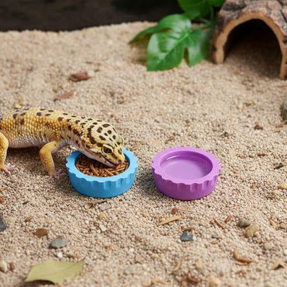 12 Pcs Gecko Food Dish Silicone Reptile Bowl Crested Gecko Food and Water Bowl Reusable Reptile Feeding Cups Gecko-Tank Accessories for Hermit Crab,Turtle,Snake and Lizard