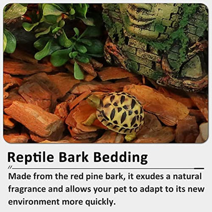 Hamiledyi 5 Pcs Reptile Plants Terrarium Hanging Fake Plant Leaves and Reptile Bark Bedding Tortoise Habitat Substrate Natural Terrarium Bark for Snake Spiders Bearded Dragons Hermit Crabs Geckos